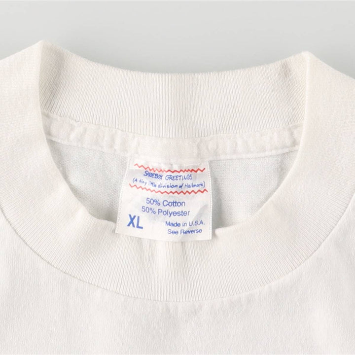 Vintage 80s-90'S Shoebox Greetings Message Print T-Shirt, Made in USA, Men's XL cotton white type Vintage Second Hand