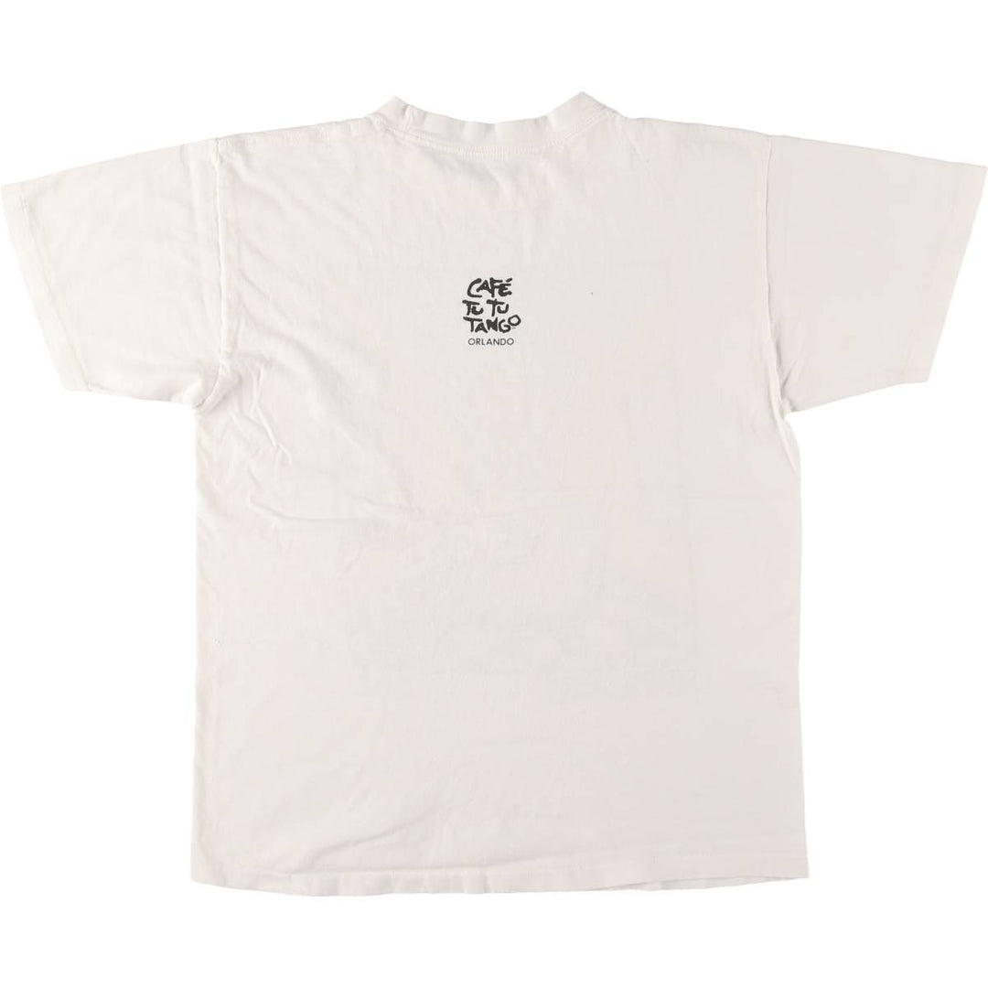 Vintage 90'S CAFE TU TU TANGO advertising T-shirt, size M, men's unclear white type Vintage Second Hand