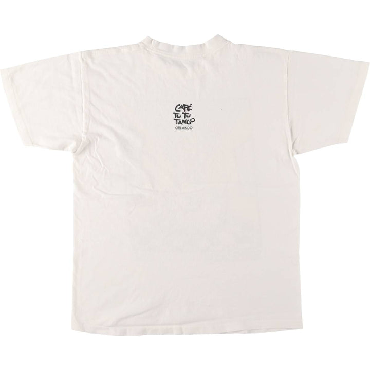 Vintage 90'S CAFE TU TU TANGO advertising T-shirt, size M, men's unclear white type Vintage Second Hand