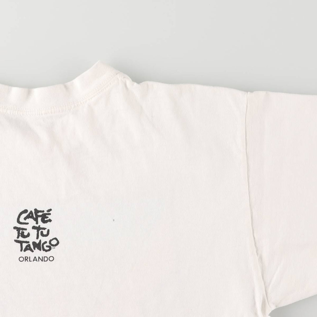 Vintage 90'S CAFE TU TU TANGO advertising T-shirt, size M, men's unclear white type Vintage Second Hand