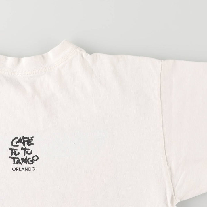 Vintage 90'S CAFE TU TU TANGO advertising T-shirt, size M, men's unclear white type Vintage Second Hand