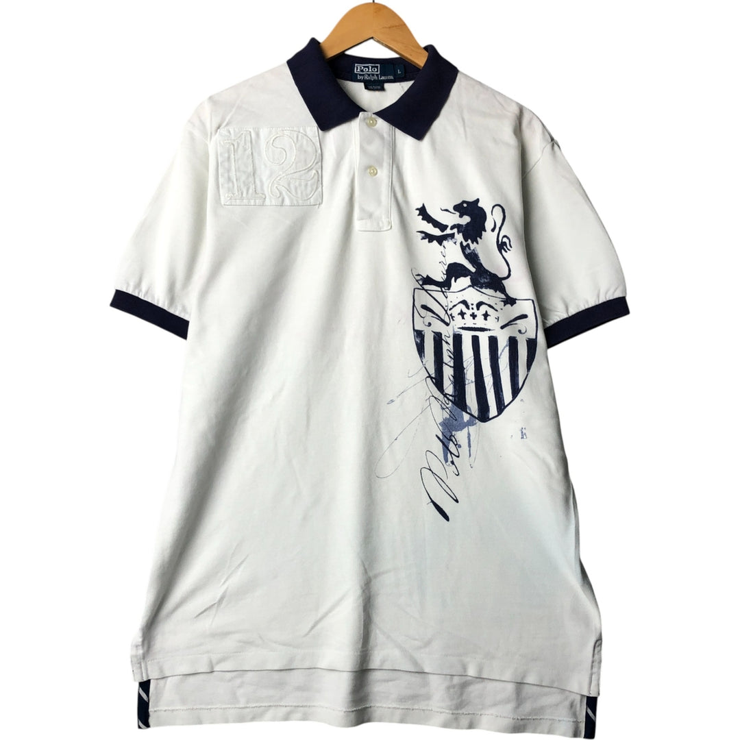 Ralph Lauren POLO by Ralph Lauren short sleeve polo shirt, men's size L cotton white type Vintage Second Hand