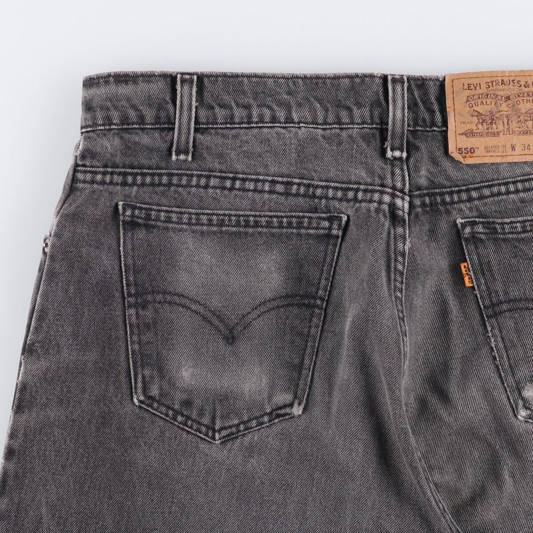 90'S Levi's 550 Relaxed Fit Tapered Leg Orange Tab Black Denim Tapered Denim Pants Men's W34 unclear black type Vintage Second Hand