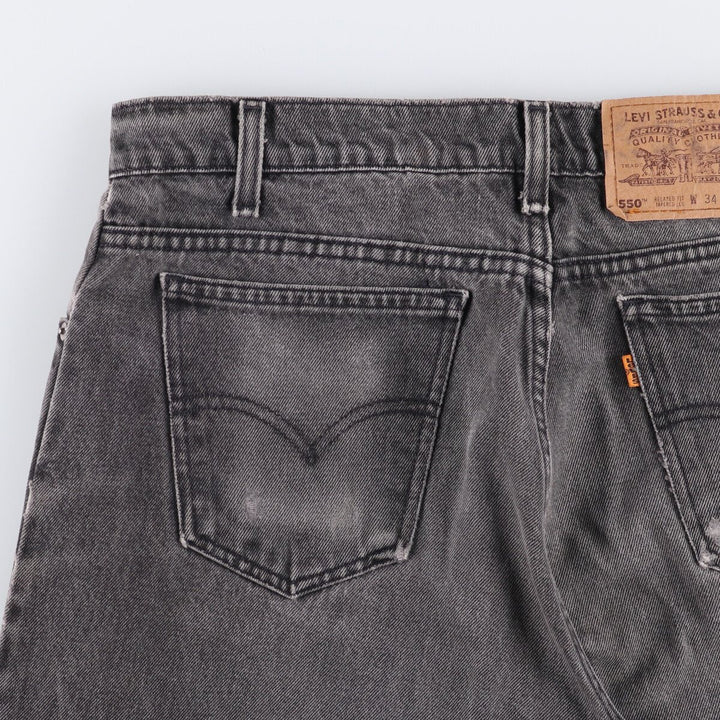 90'S Levi's 550 Relaxed Fit Tapered Leg Orange Tab Black Denim Tapered Denim Pants Men's W34 unclear black type Vintage Second Hand
