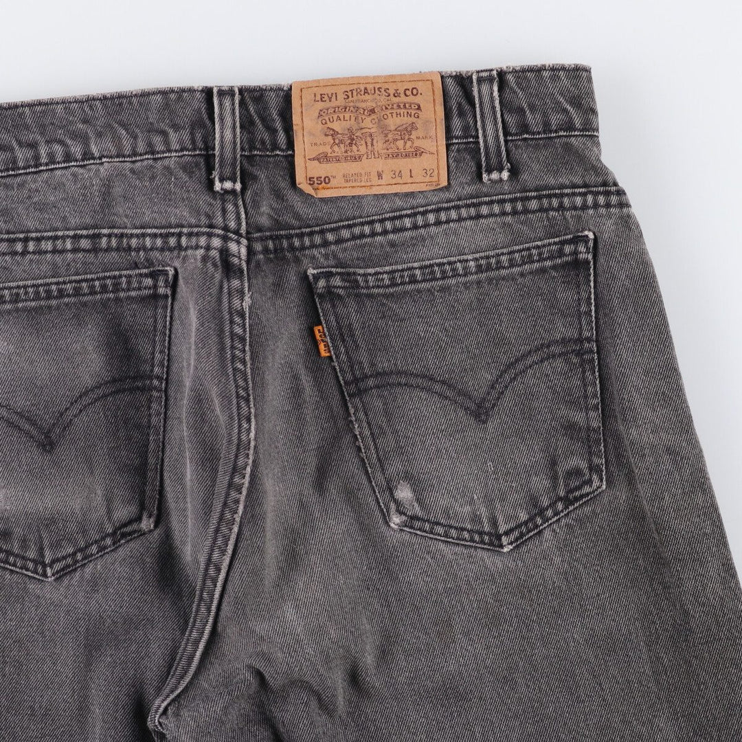 90'S Levi's 550 Relaxed Fit Tapered Leg Orange Tab Black Denim Tapered Denim Pants Men's W34 unclear black type Vintage Second Hand