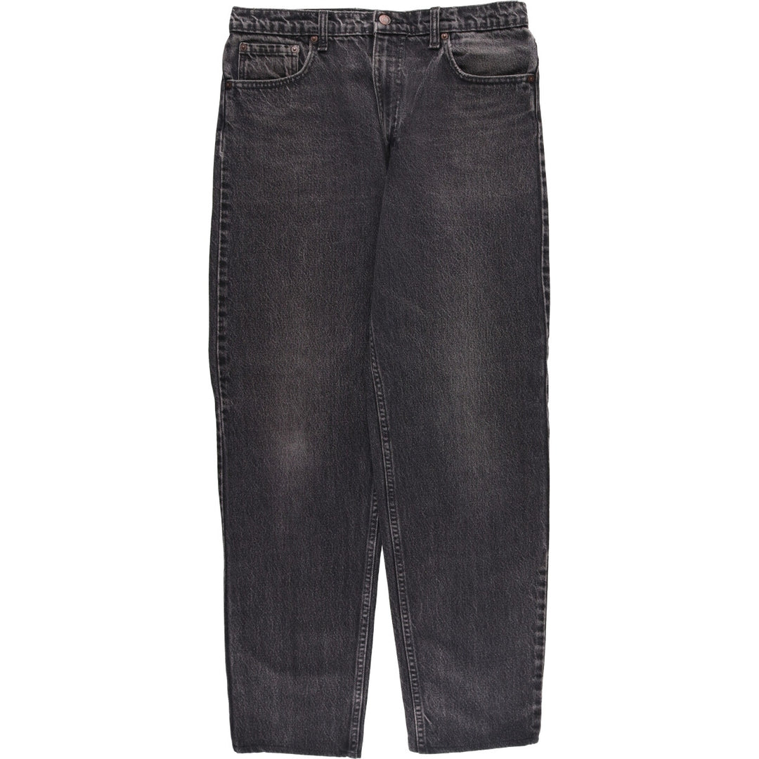 90s-00'S Levi's 550 Relaxed Fit Tapered Leg Tapered Denim Pants with Orange Tabs and Black Denim, Made in Canada cotton black type Vintage Second Hand