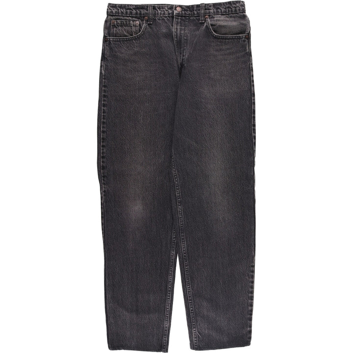 90s-00'S Levi's 550 Relaxed Fit Tapered Leg Tapered Denim Pants with Orange Tabs and Black Denim, Made in Canada cotton black type Vintage Second Hand
