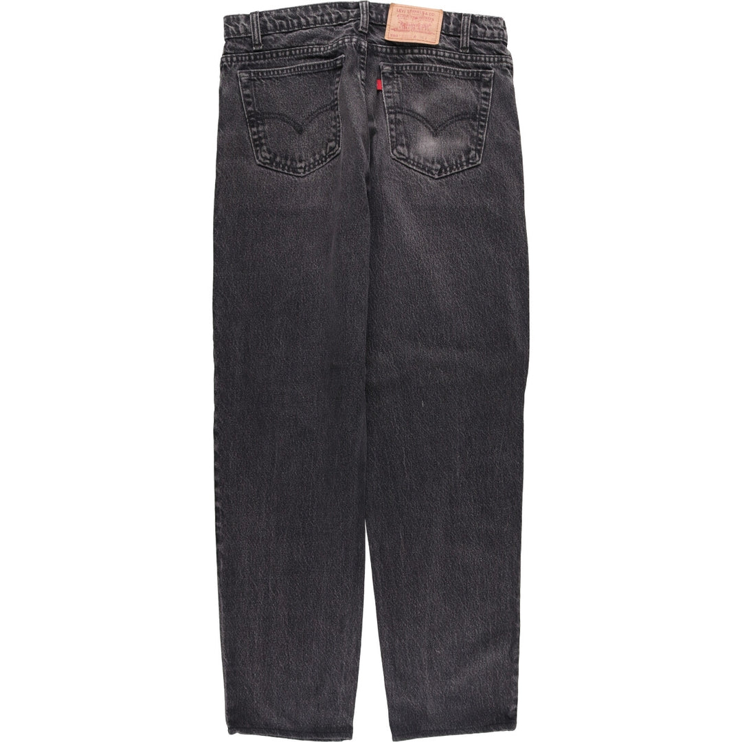 90s-00'S Levi's 550 Relaxed Fit Tapered Leg Tapered Denim Pants with Orange Tabs and Black Denim, Made in Canada cotton black type Vintage Second Hand