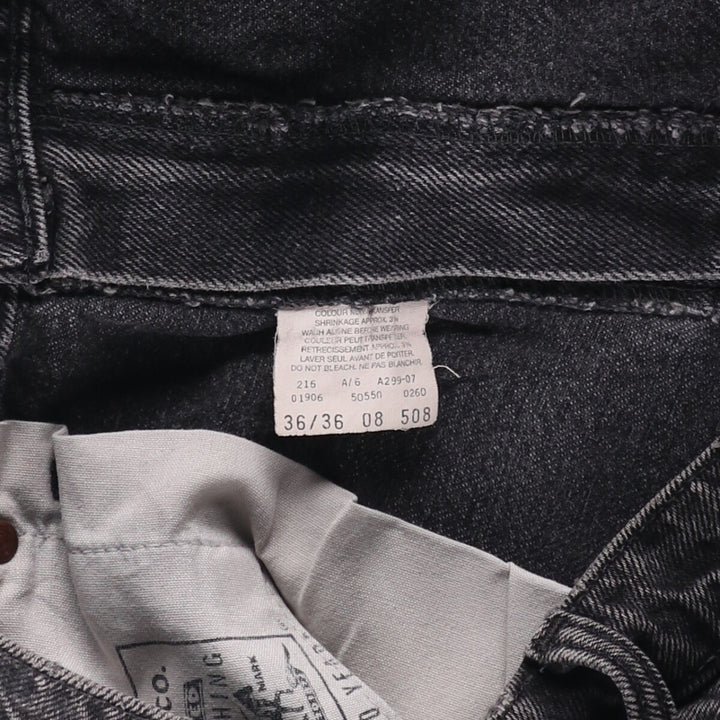 90s-00'S Levi's 550 Relaxed Fit Tapered Leg Tapered Denim Pants with Orange Tabs and Black Denim, Made in Canada cotton black type Vintage Second Hand