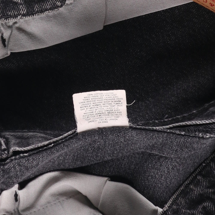 90s-00'S Levi's 550 Relaxed Fit Tapered Leg Tapered Denim Pants with Orange Tabs and Black Denim, Made in Canada cotton black type Vintage Second Hand