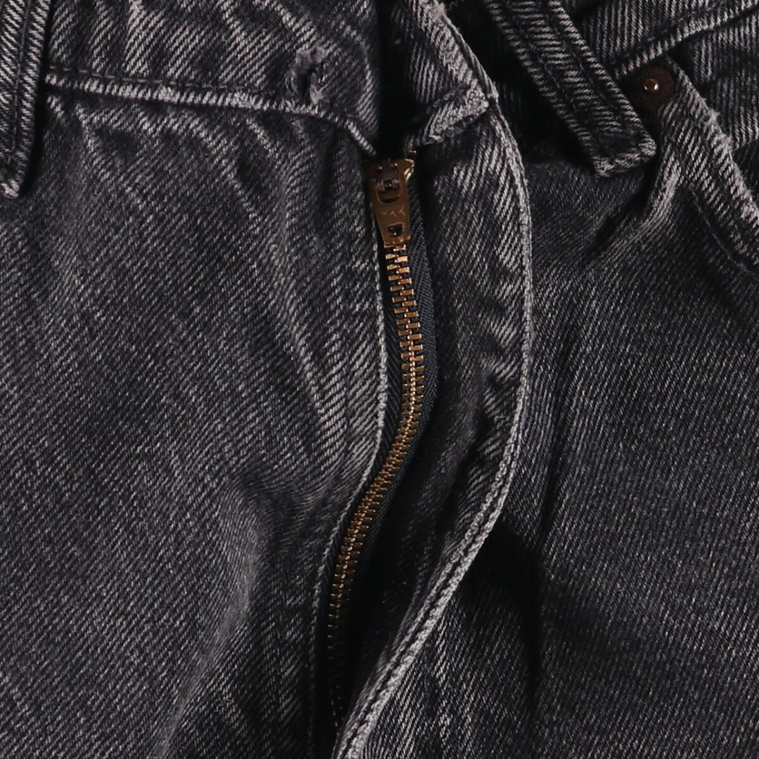 90s-00'S Levi's 550 Relaxed Fit Tapered Leg Tapered Denim Pants with Orange Tabs and Black Denim, Made in Canada cotton black type Vintage Second Hand