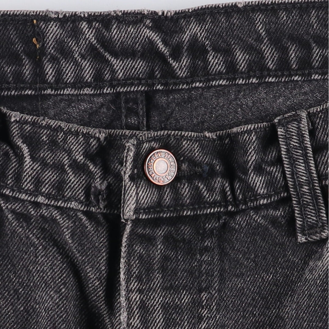 90s-00'S Levi's 550 Relaxed Fit Tapered Leg Tapered Denim Pants with Orange Tabs and Black Denim, Made in Canada cotton black type Vintage Second Hand