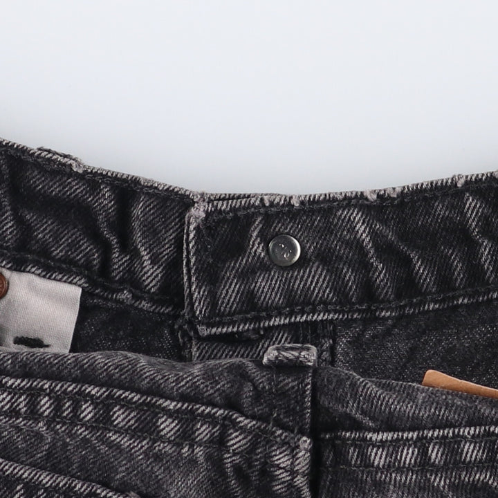 90s-00'S Levi's 550 Relaxed Fit Tapered Leg Tapered Denim Pants with Orange Tabs and Black Denim, Made in Canada cotton black type Vintage Second Hand