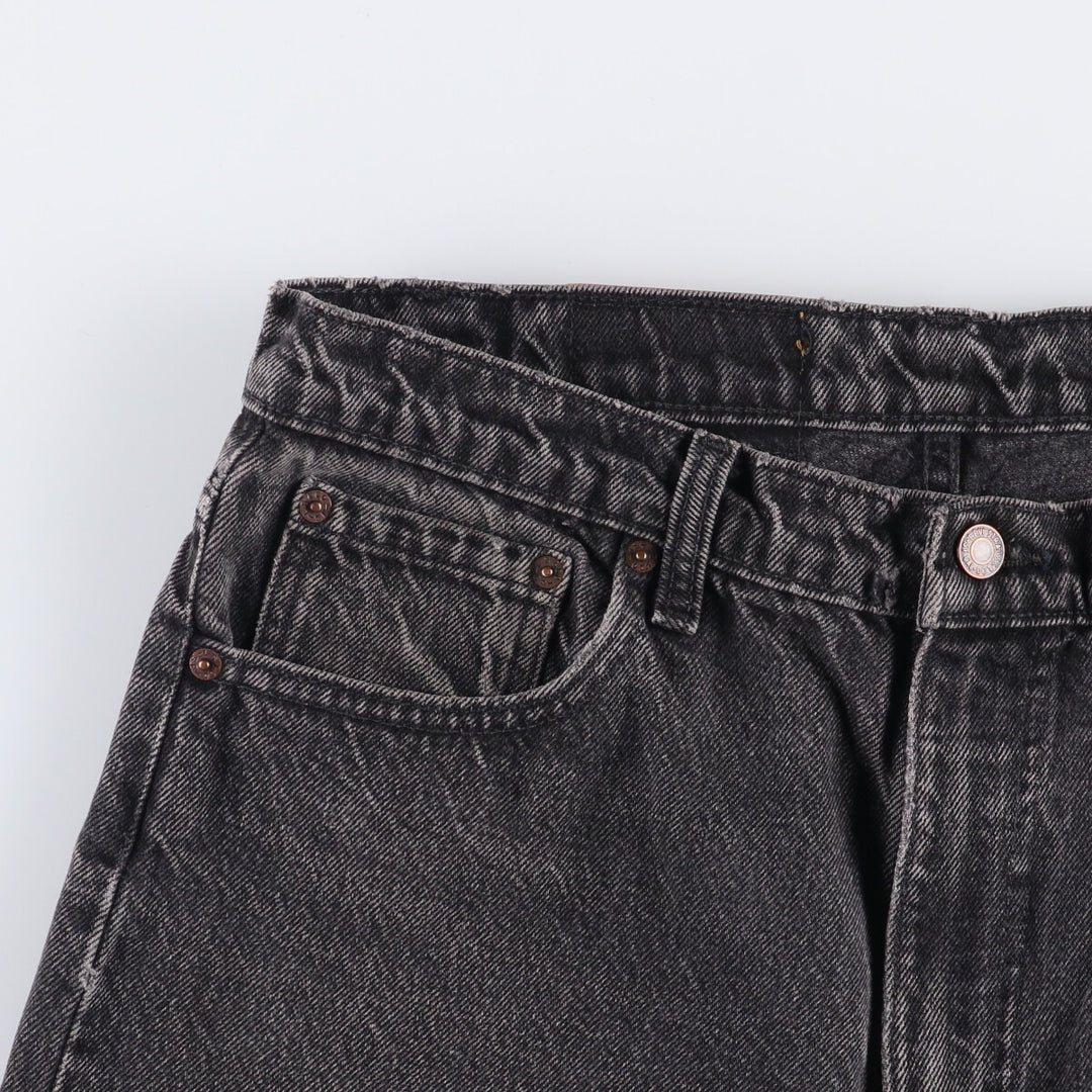 90s-00'S Levi's 550 Relaxed Fit Tapered Leg Tapered Denim Pants with Orange Tabs and Black Denim, Made in Canada cotton black type Vintage Second Hand