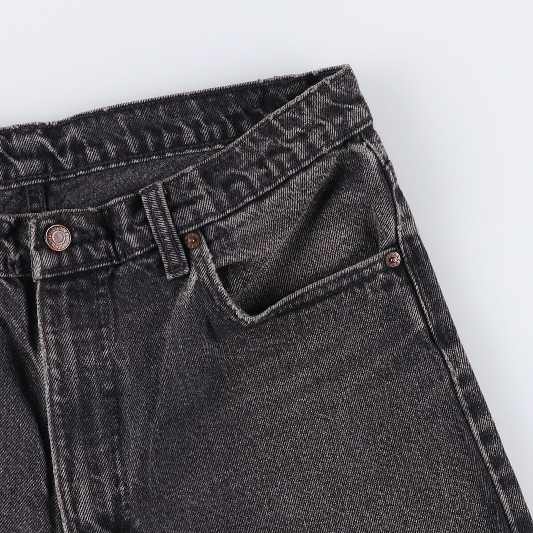 90s-00'S Levi's 550 Relaxed Fit Tapered Leg Tapered Denim Pants with Orange Tabs and Black Denim, Made in Canada cotton black type Vintage Second Hand