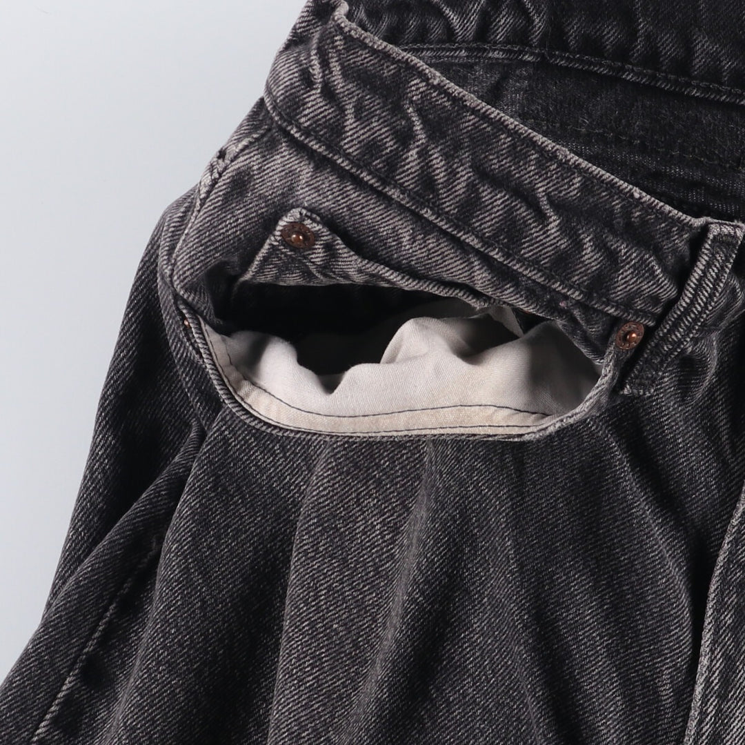 90s-00'S Levi's 550 Relaxed Fit Tapered Leg Tapered Denim Pants with Orange Tabs and Black Denim, Made in Canada cotton black type Vintage Second Hand