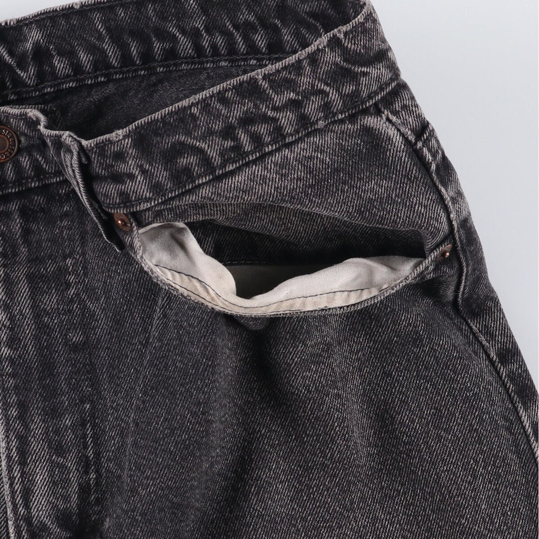 90s-00'S Levi's 550 Relaxed Fit Tapered Leg Tapered Denim Pants with Orange Tabs and Black Denim, Made in Canada cotton black type Vintage Second Hand