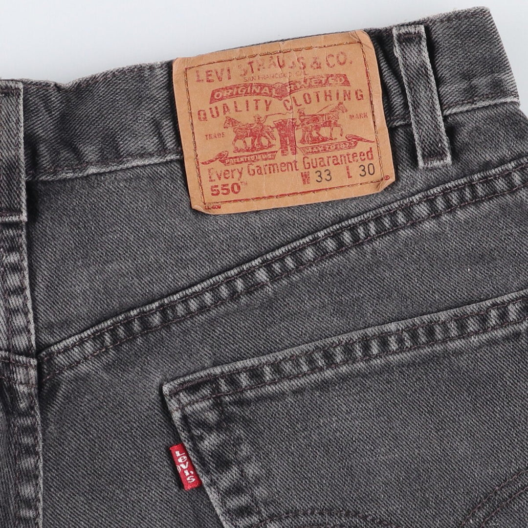00'S Levi's 550 Relaxed Fit Black Denim Tapered Denim Pants Men's W33 cotton black type Vintage Second Hand