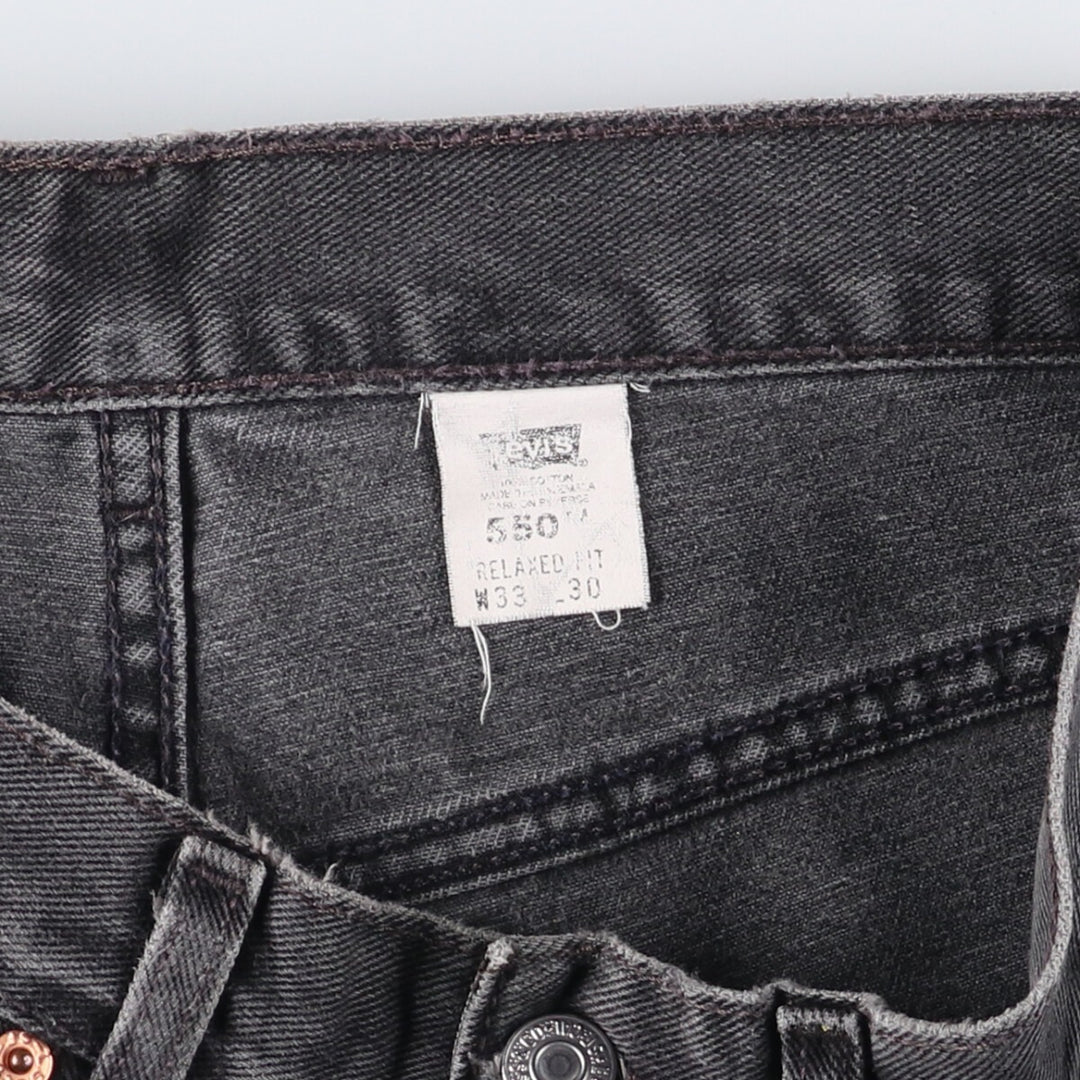 00'S Levi's 550 Relaxed Fit Black Denim Tapered Denim Pants Men's W33 cotton black type Vintage Second Hand