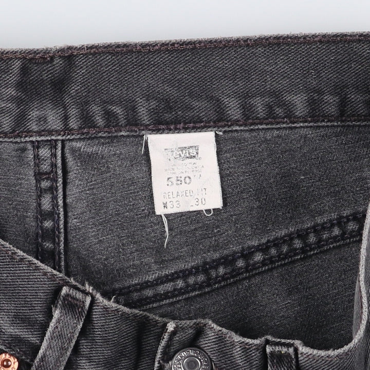 00'S Levi's 550 Relaxed Fit Black Denim Tapered Denim Pants Men's W33 cotton black type Vintage Second Hand