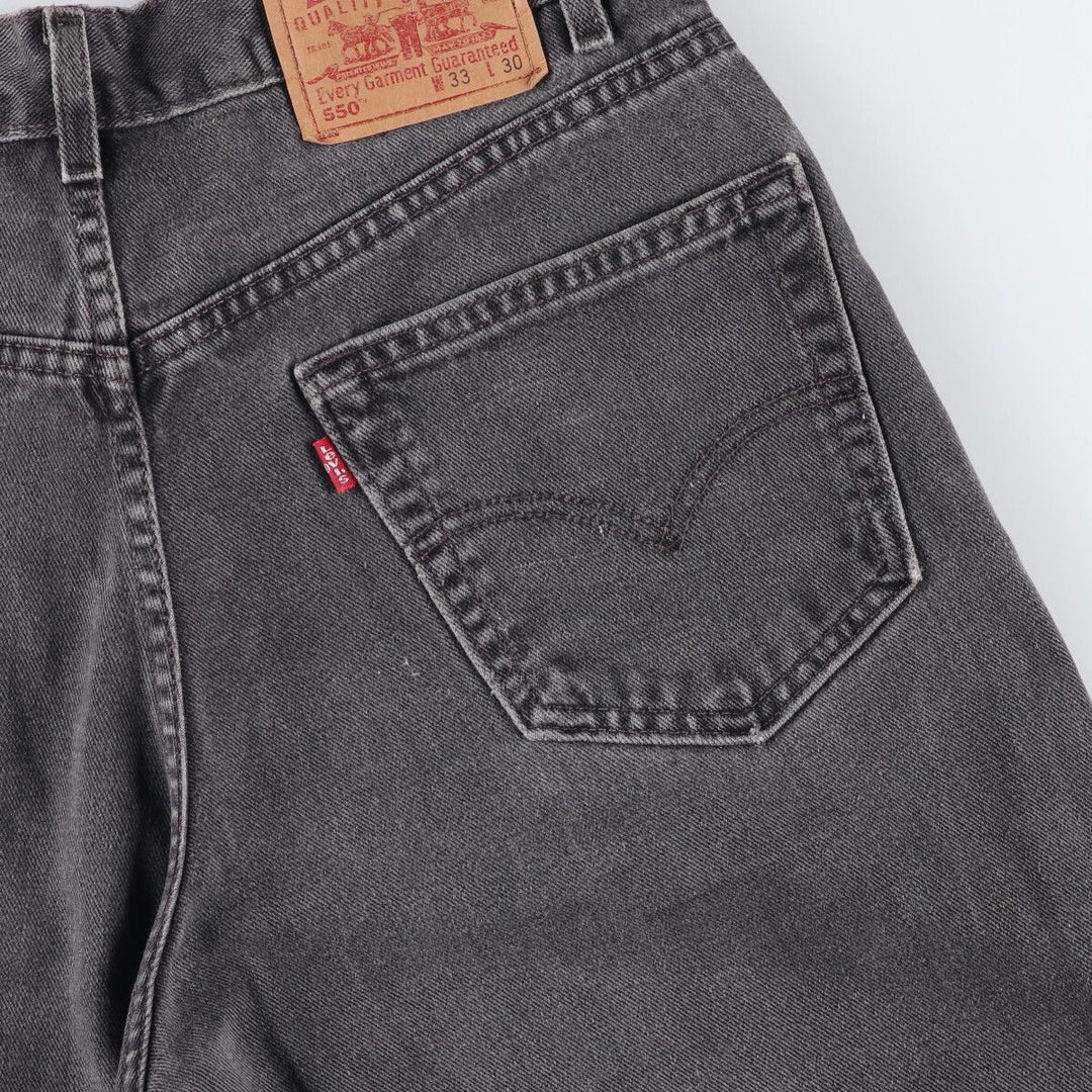 00'S Levi's 550 Relaxed Fit Black Denim Tapered Denim Pants Men's W33 cotton black type Vintage Second Hand