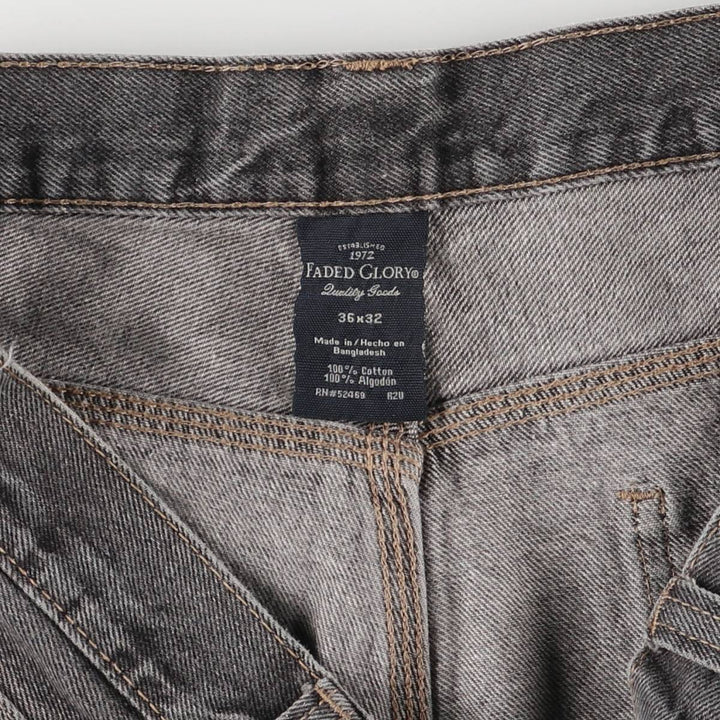 Faded Glory Men's Black Denim Painter Pants, Size W36 cotton black type Vintage Second Hand