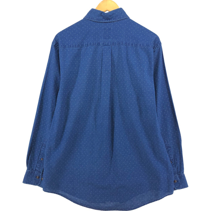 Brooks Brothers Madison all-over print long-sleeved button-down shirt, men's size M cotton Navy blue Vintage Second Hand