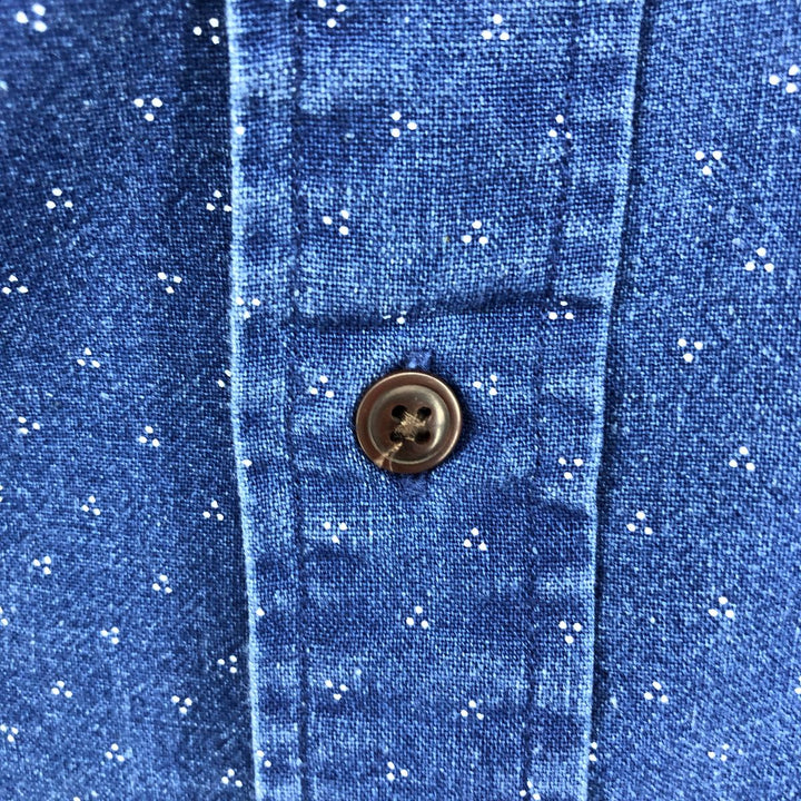 Brooks Brothers Madison all-over print long-sleeved button-down shirt, men's size M cotton Navy blue Vintage Second Hand