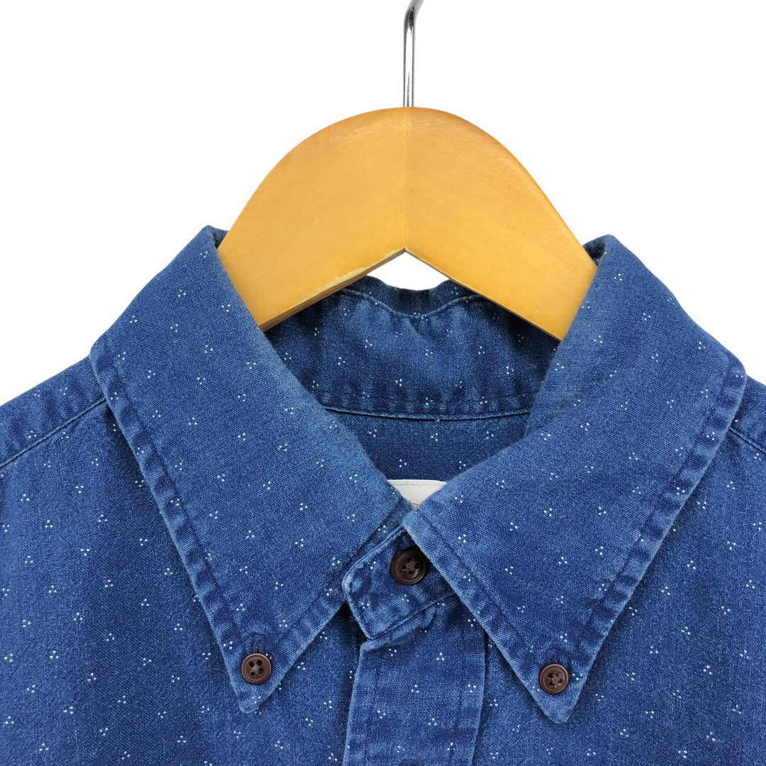 Brooks Brothers Madison all-over print long-sleeved button-down shirt, men's size M cotton Navy blue Vintage Second Hand