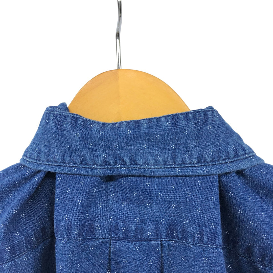 Brooks Brothers Madison all-over print long-sleeved button-down shirt, men's size M cotton Navy blue Vintage Second Hand