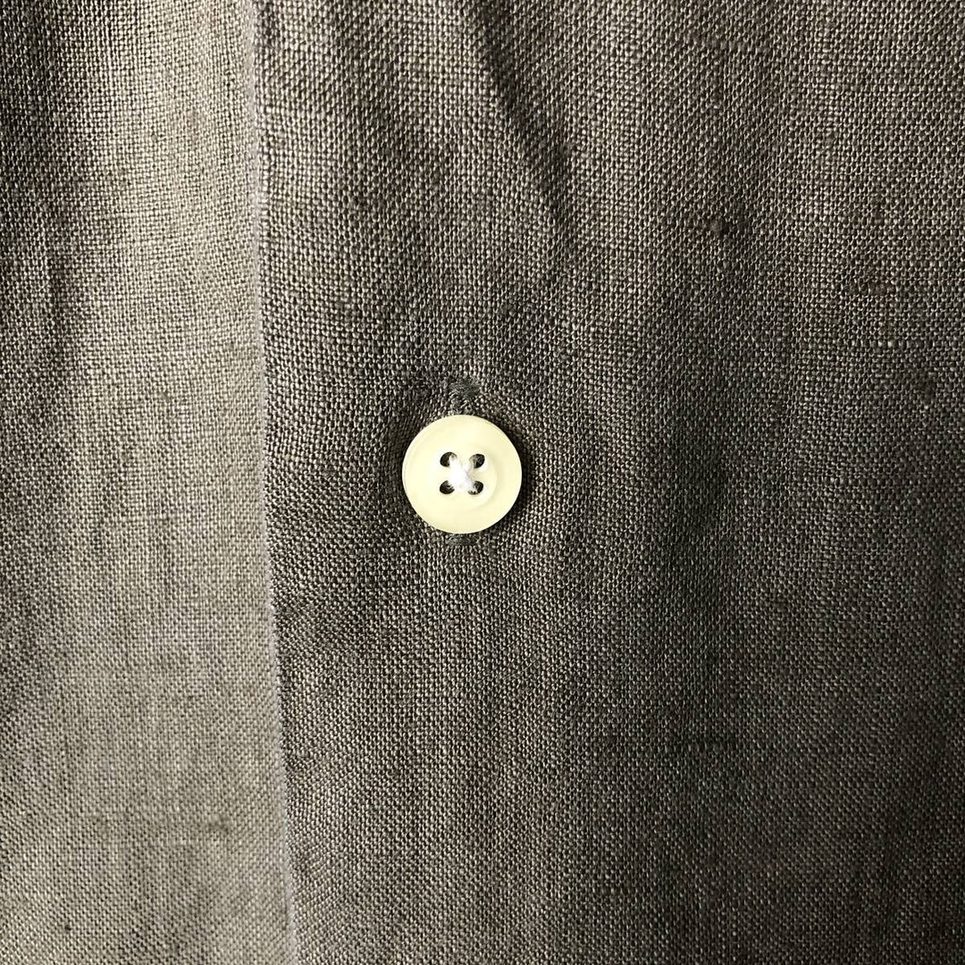 OSCC Short Sleeve Open Collar Linen Shirt, Box Shirt, Men's Size L linen Khaki type Vintage Second Hand