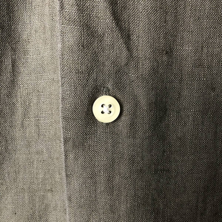 OSCC Short Sleeve Open Collar Linen Shirt, Box Shirt, Men's Size L linen Khaki type Vintage Second Hand