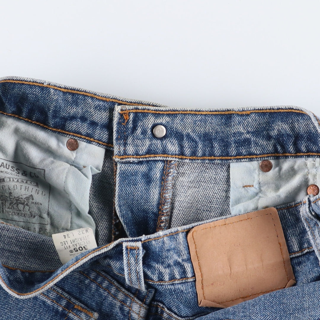 90'S Levi's 505-4891 Tapered Denim Pants, Made in USA, Men's, Size W32, Vintage cotton blue type Vintage Second Hand