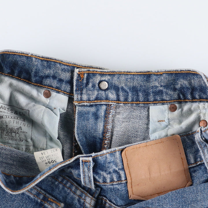 90'S Levi's 505-4891 Tapered Denim Pants, Made in USA, Men's, Size W32, Vintage cotton blue type Vintage Second Hand