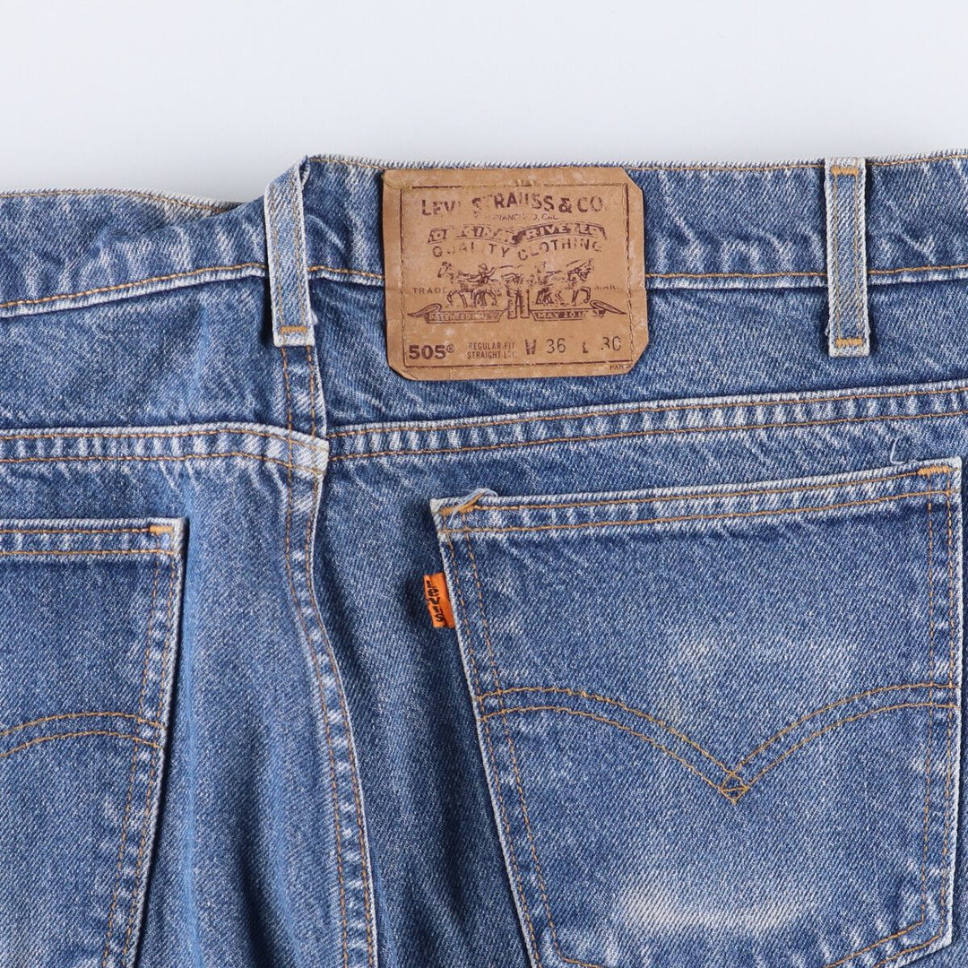 90'S Levi's 505 REGULAR FIT STRAIGHT LEG Orange Tab Tapered Denim Pants Made in USA Men's W34 cotton blue type Vintage Second Hand