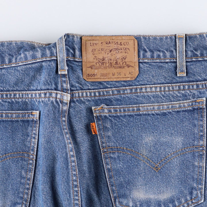 90'S Levi's 505 REGULAR FIT STRAIGHT LEG Orange Tab Tapered Denim Pants Made in USA Men's W34 cotton blue type Vintage Second Hand
