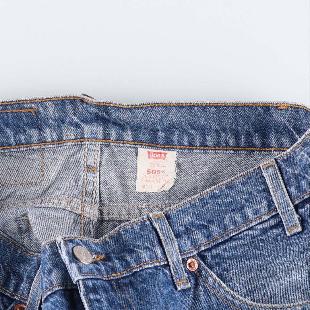 90'S Levi's 505 REGULAR FIT STRAIGHT LEG Orange Tab Tapered Denim Pants Made in USA Men's W34 cotton blue type Vintage Second Hand