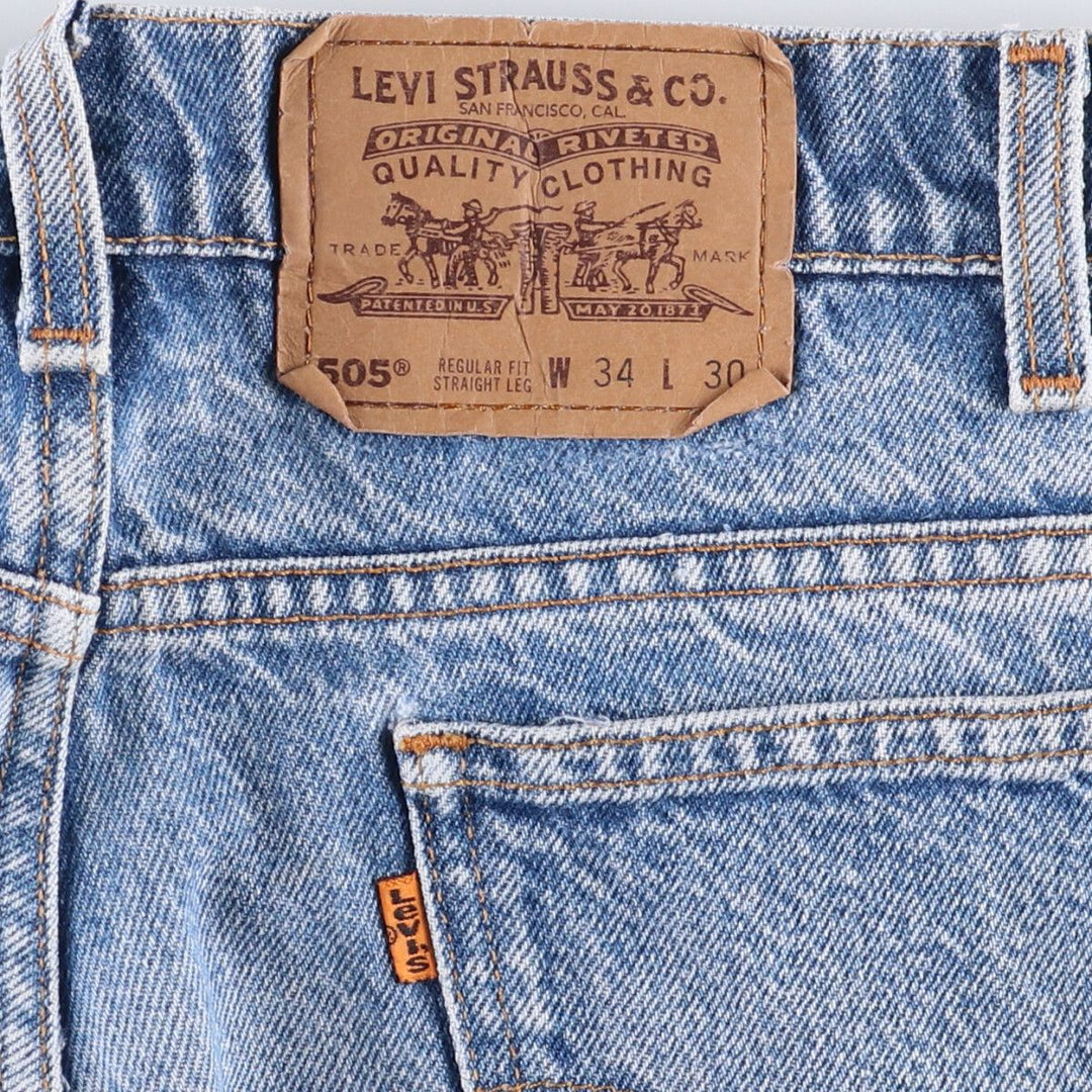 Levi's 505 Regular Fit Straight Leg Tapered Denim Pants with Orange Tab, Men's Size 33 unclear blue type Vintage Second Hand