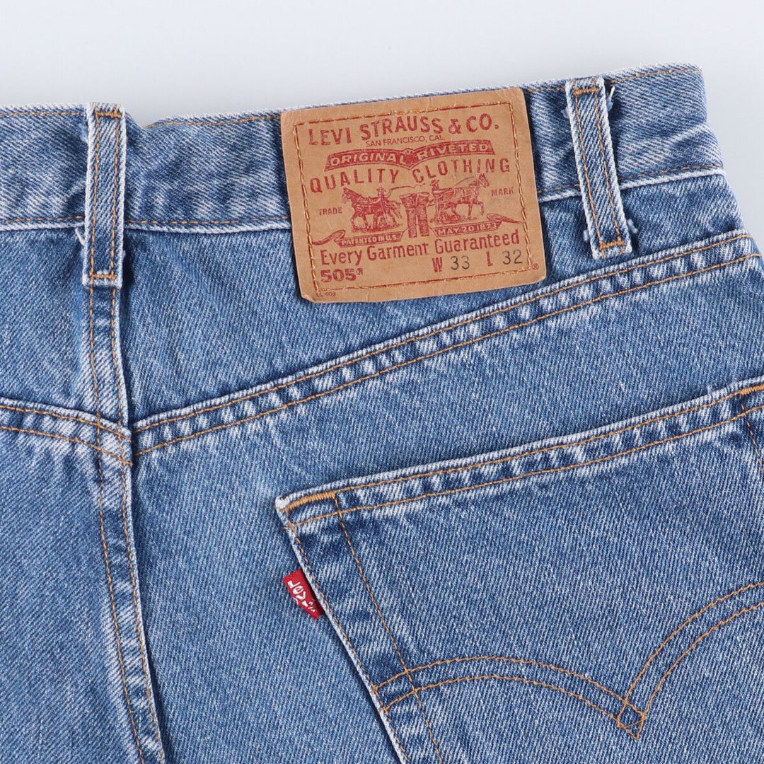 00'S Levi's 505 REGULAR FIT STRAIGHT LEG tapered denim pants for men, size w33 cotton blue type Vintage Second Hand
