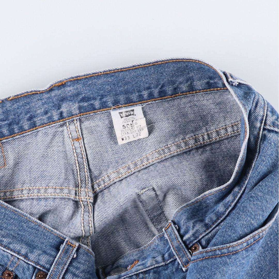 00'S Levi's 505 REGULAR FIT STRAIGHT LEG tapered denim pants for men, size w33 cotton blue type Vintage Second Hand