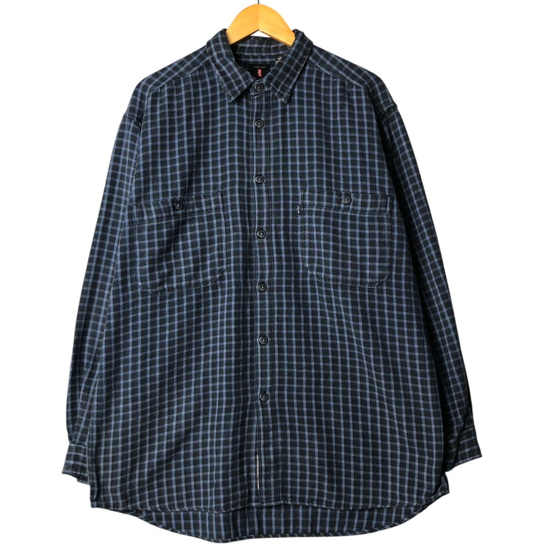 Vintage Levi's flannel check shirt, size L, men's cotton navy blue type Vintage Second Hand
