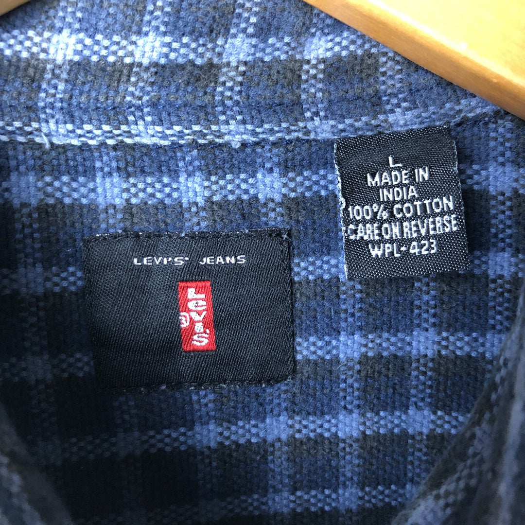 Vintage Levi's flannel check shirt, size L, men's cotton navy blue type Vintage Second Hand
