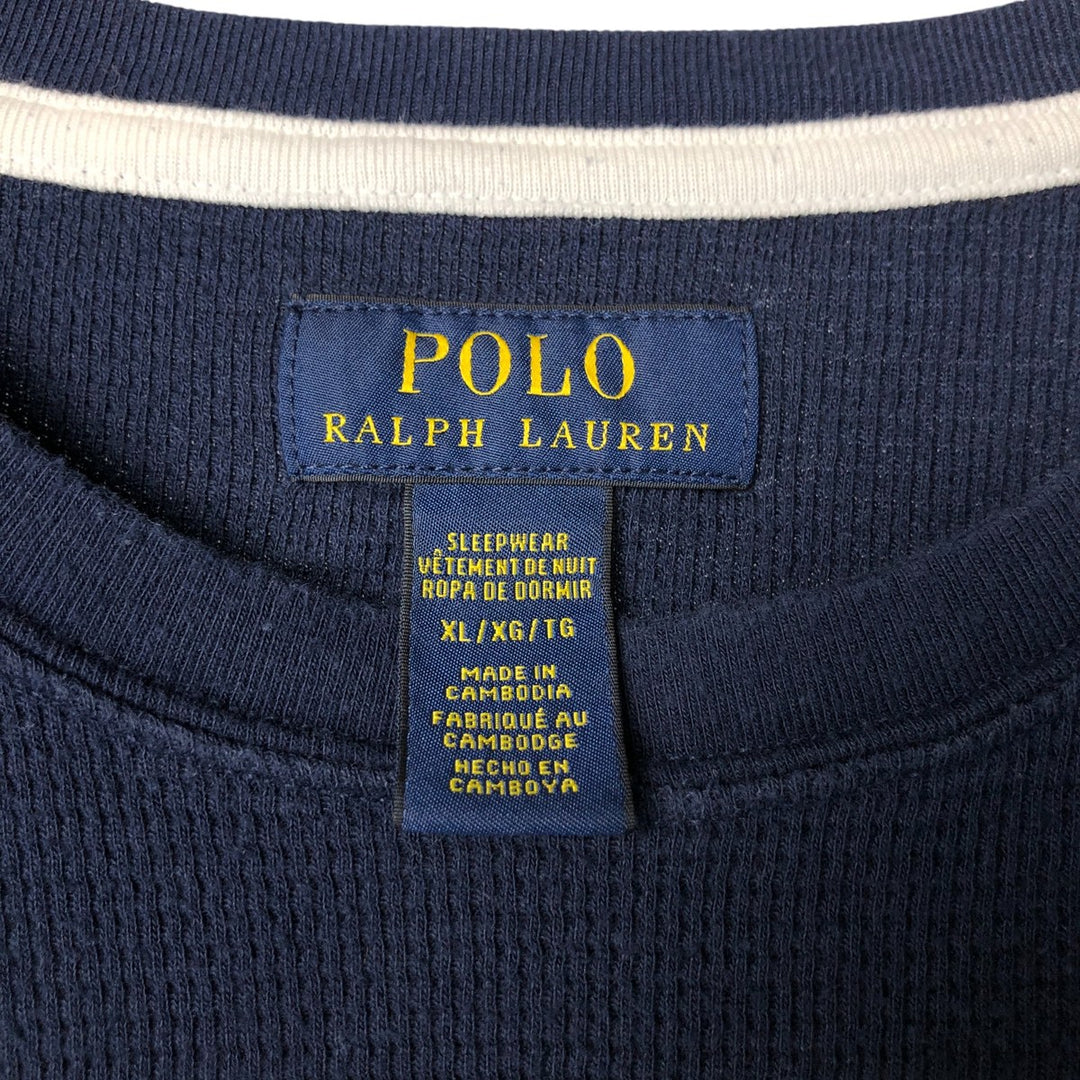 Ralph Lauren POLO RALPH LAUREN SLEEPWEAR Thermal Long T-shirt Honeycomb Men's XL cotton navy blue type Vintage Second Hand