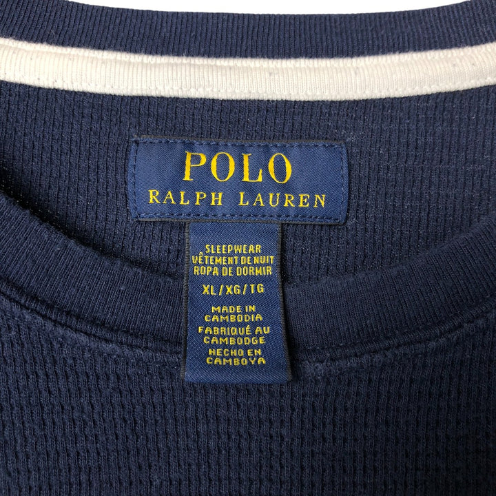 Ralph Lauren POLO RALPH LAUREN SLEEPWEAR Thermal Long T-shirt Honeycomb Men's XL cotton navy blue type Vintage Second Hand