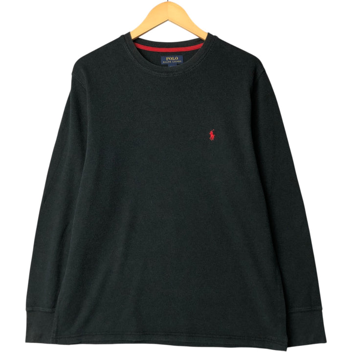 Ralph Lauren POLO RALPH LAUREN SLEEPWEAR Thermal Long T-shirt Waffle Men's XL cotton black type Vintage Second Hand