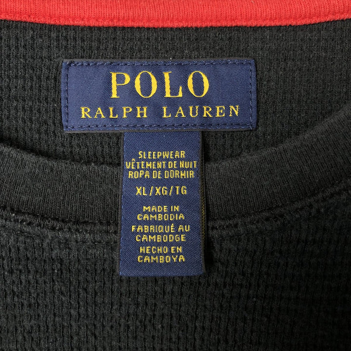 Ralph Lauren POLO RALPH LAUREN SLEEPWEAR Thermal Long T-shirt Waffle Men's XL cotton black type Vintage Second Hand