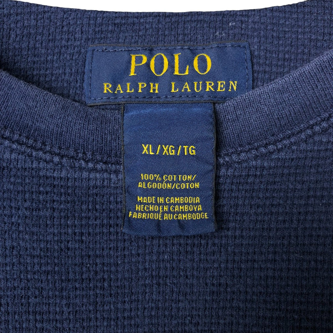 Ralph Lauren POLO RALPH LAUREN Thermal Long T-shirt Waffle Men's XL cotton navy blue type Vintage Second Hand