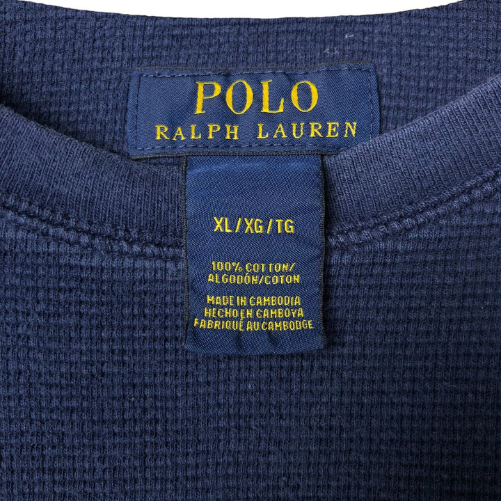 Ralph Lauren POLO RALPH LAUREN Thermal Long T-shirt Waffle Men's XL cotton navy blue type Vintage Second Hand