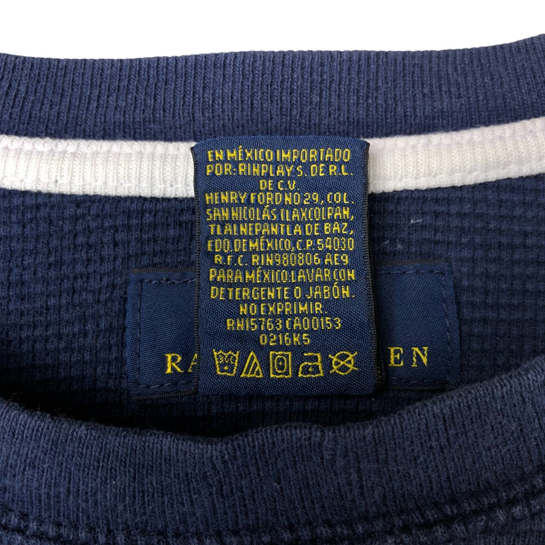 Ralph Lauren POLO RALPH LAUREN Thermal Long T-shirt Waffle Men's XL cotton navy blue type Vintage Second Hand