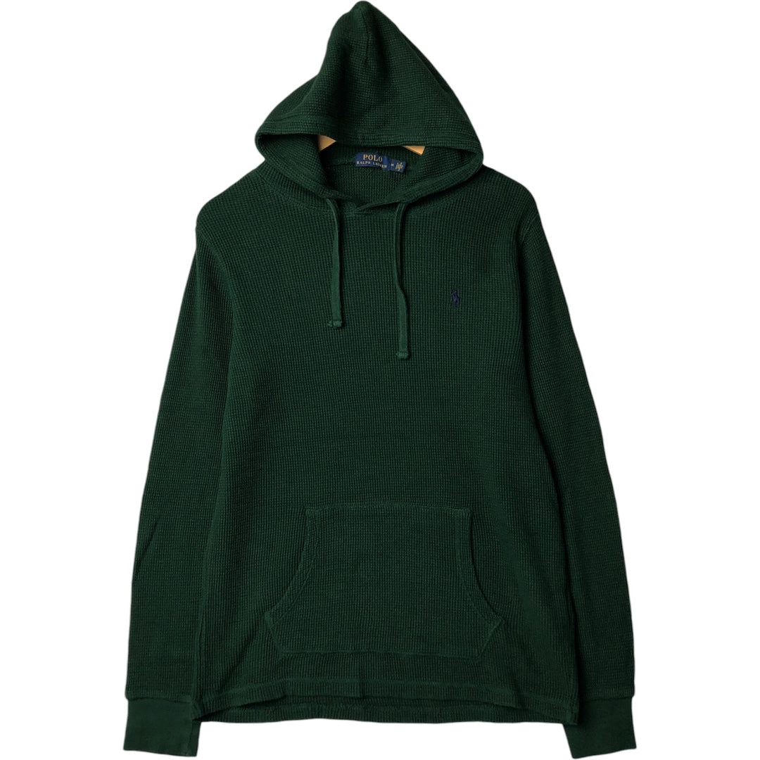 Ralph Lauren POLO RALPH LAUREN Hooded Thermal Long T-Shirt Waffle Men's M cotton Green type dark green Vintage Second Hand